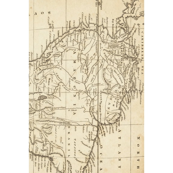 Poetose Notebooks: South America Vintage Map Field Journal Notebook, 50 pages/25 sheets, 4x6 (Paperback)