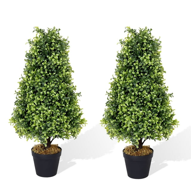 Poetree 2.5ft Topiary Trees Artificial Outdoor 2 Pack 30 Inch Faux ...