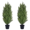 thumbnail image 1 of Poetree 2 Pack 3FT Topiary Artificial Faux Cedar Tree Plant Potted Indoor or Outdoor UV Protection Plastic Tree, 1 of 13