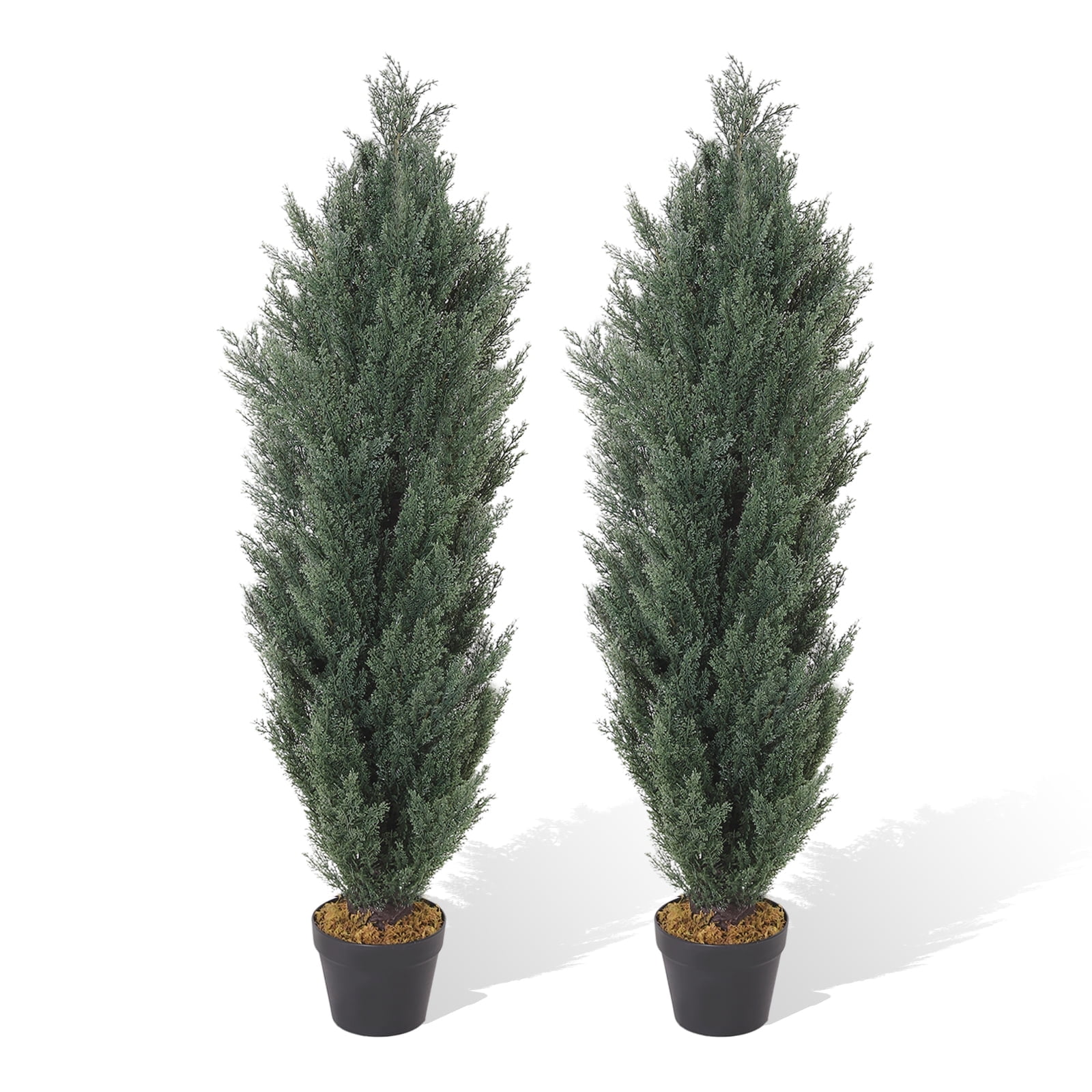 Poetree 2 Pack 4 ft Cedar Plants Outdoor Artificial Topiary Fake Tree
