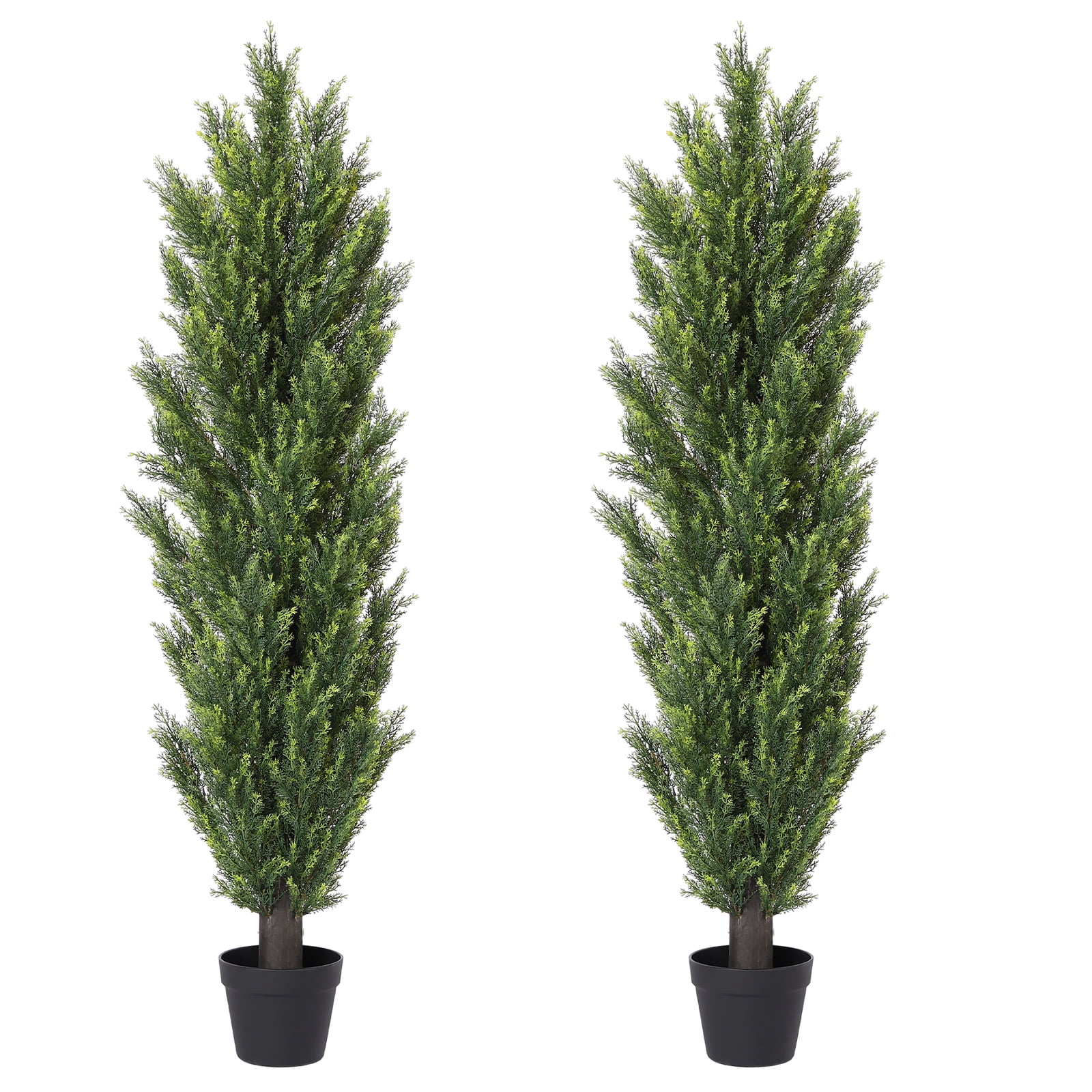 Poetree 2 Pack Artificial Tree 5 FT Artificial Cedar Topiary Trees for Outdoors Potted Fake Pine Trees Faux Evergreen Plants for Home Porch Decor