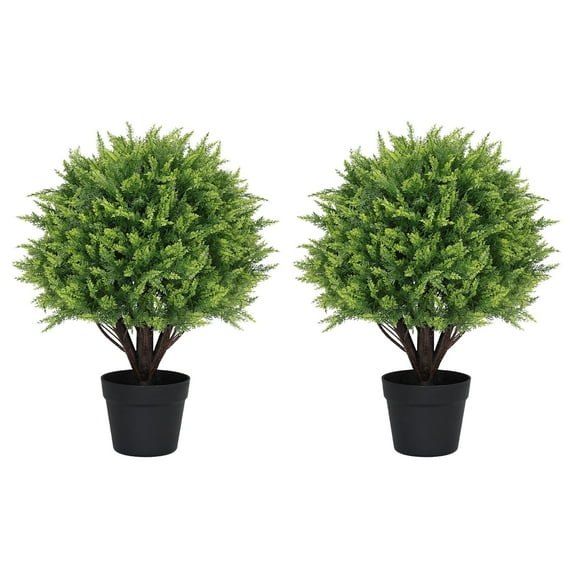 poetree 24" Artificial Cedar Topiary Ball in Pot – Realistic UV-Resistant Faux Plant for Indoor & Outdoor, Ideal for Seasonal & Year-Round Decor