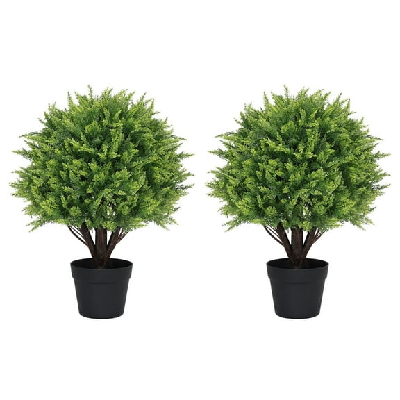 poetree 24" Artificial Cedar Topiary Ball in Pot – Realistic UV-Resistant Faux Plant for Indoor & Outdoor, Ideal for Seasonal & Year-Round Decor