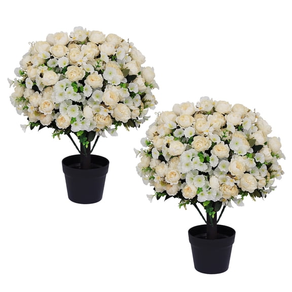 Poetree 24 in. Artificial Peony Flowers in Pots, Set of 2, Faux Potted Plants with Lifelike Blooms, Multiple Colors, Low Maintenance Floral Decor for Home, Office & Events