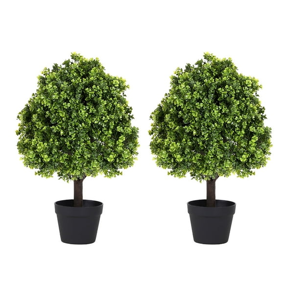 Poetree 27.56 Inch Artificial Boxwood Topiary Tree - Low Maintenance, UV Resistant, Realistic Foliage for Indoor & Outdoor Decor
