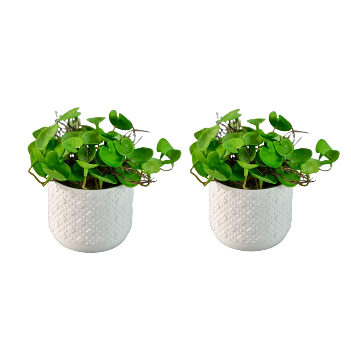 Poetree 2Pcs Faux Plants Potted, Small Artificial Plants in Pot Fake