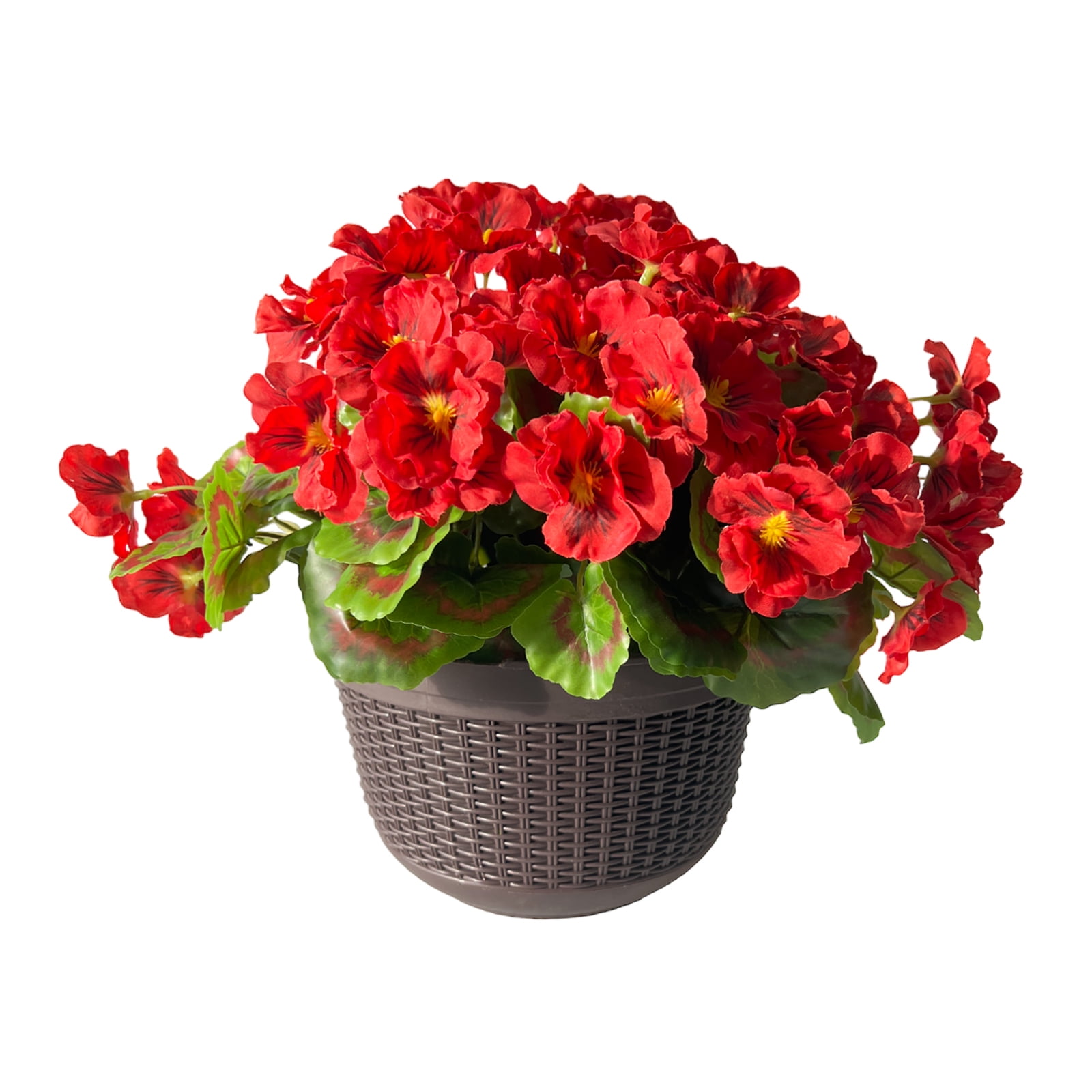 Poetree Wall Art Artificial Flowers Plant Pots Fake Poppy Indoor Outdoor Decor,Red