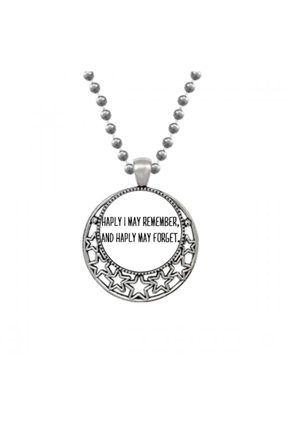 Poetry Quote Haply I May Remember Necklaces Pendant Retro Moon Stars Jewelry