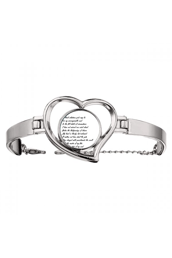 Poetry Quote Never Surrender Unbeatable Bracelet Heart Jewelry Wire Bangle