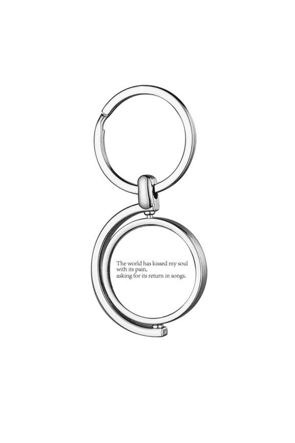 Poetry Quote World Kissed My Soul Rotating Keychain Metal Keyring Holder