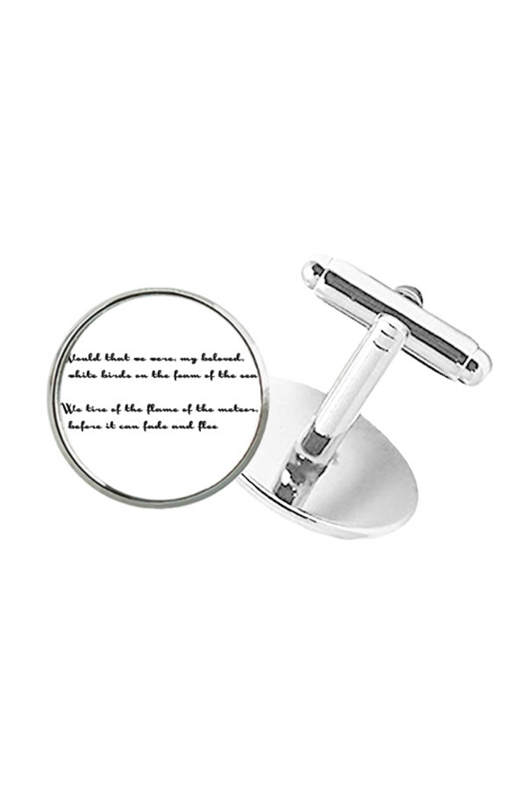 Poetry Were We Only White Birds Round Button Cuff Clip Stud Cufflinks