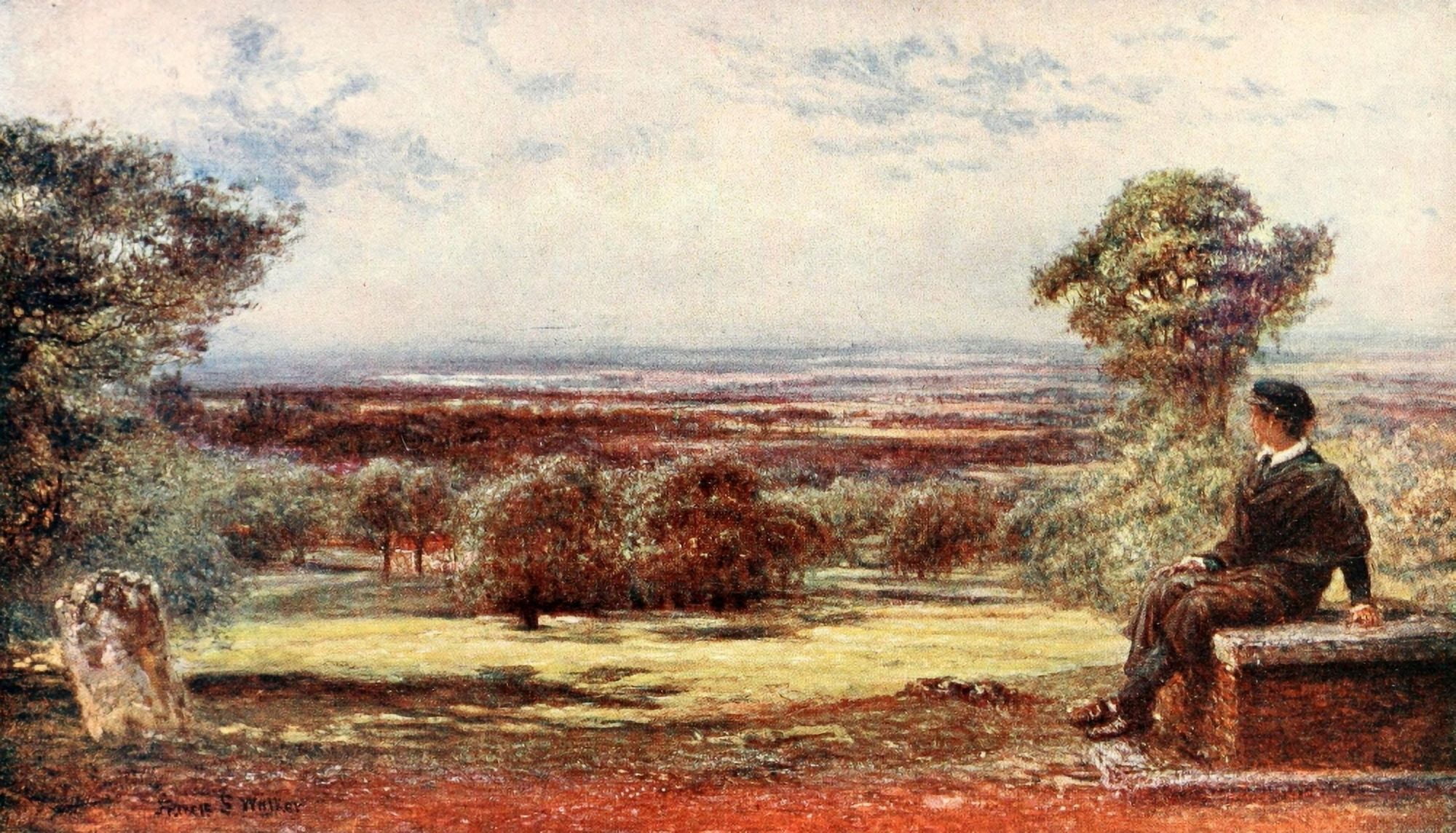 Poets Country 1907 Byrons tomb at Harrow Churchyard Canvas Art - Francis S Walker (24 x 36)