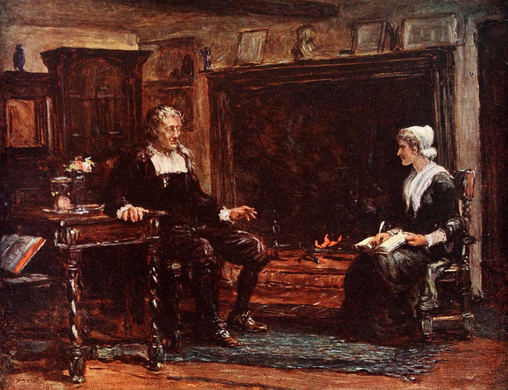 Poets Country 1907 Interior of Miltons cottage Canvas Art - Francis S Walker (18 x 24)