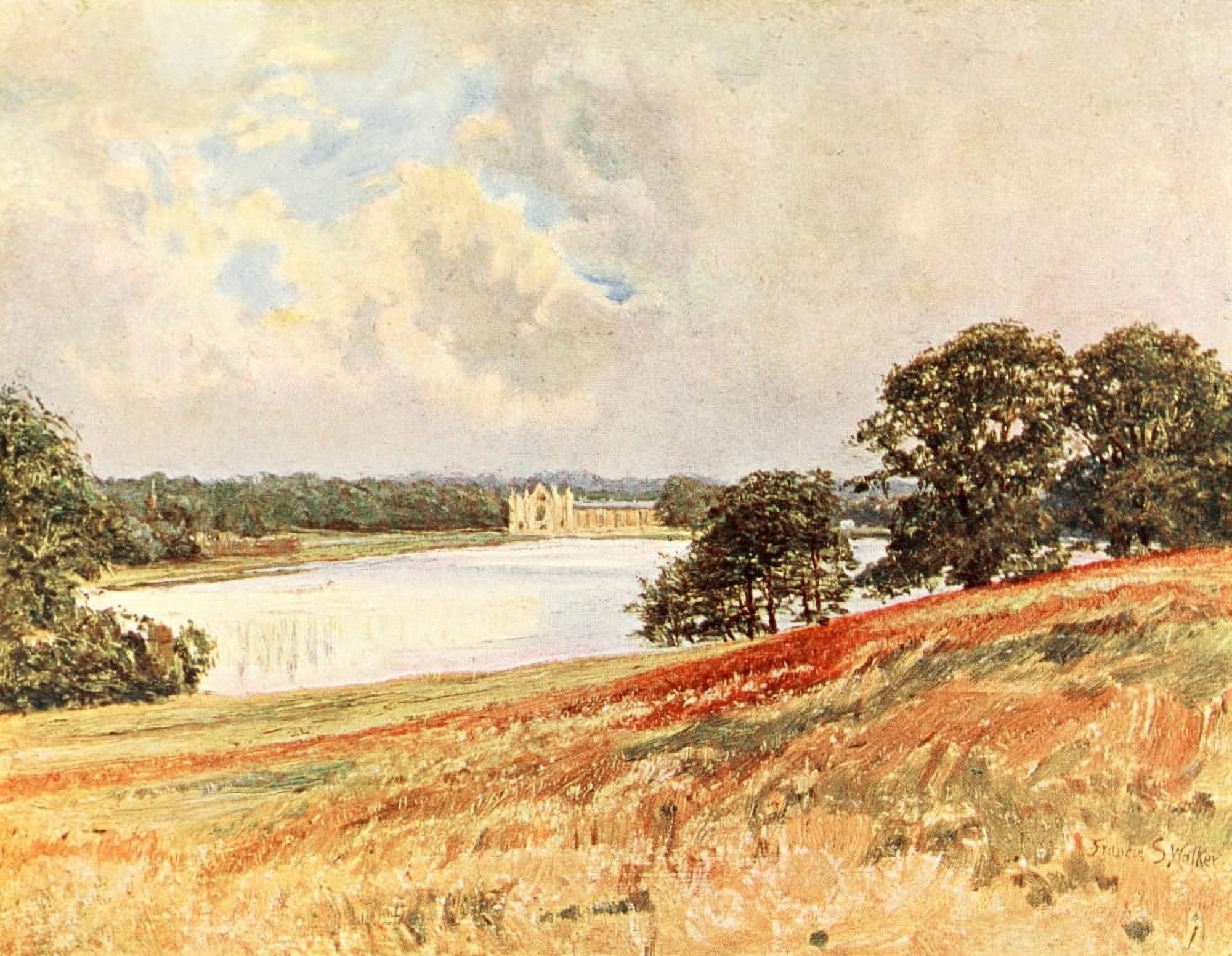 Poets Country 1907 Lake at Newstead Canvas Art - Francis S Walker (18 x 24)