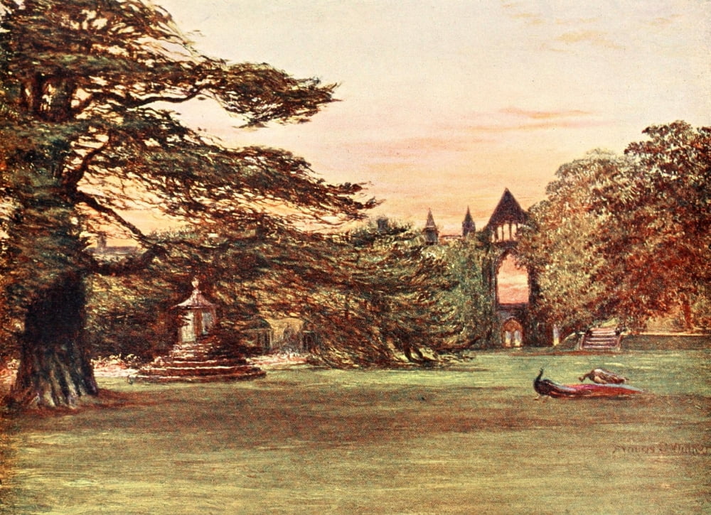 Poets Country 1907 Newstead Abbey gardens Canvas Art - Francis S Walker (18 x 24)