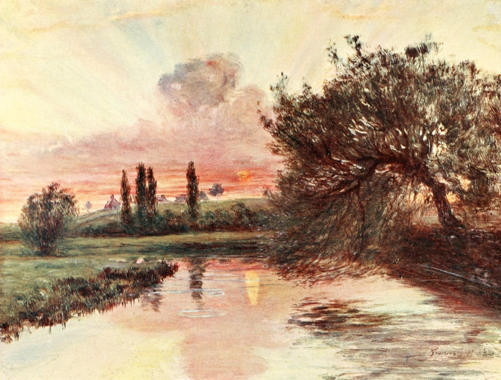 Poets Country 1907 Ouse at Olney Canvas Art - Francis S Walker (18 x 24)