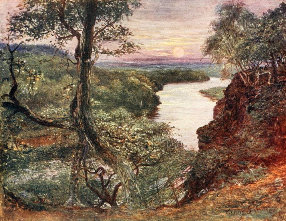 Poets Country 1907 River Eden Cumbria Canvas Art - Francis S Walker (24 x 36)