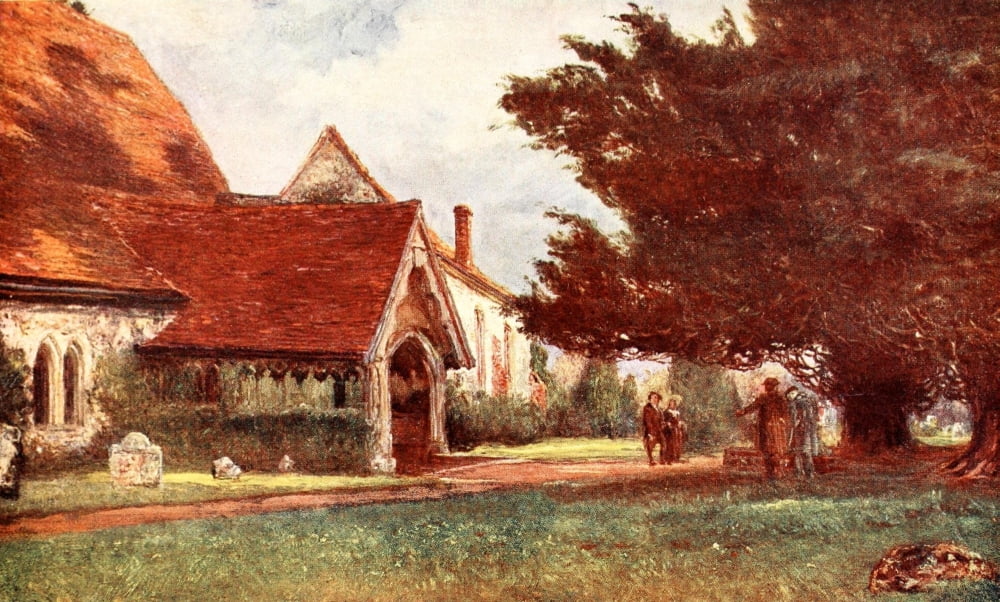 Poets Country 1907 Stoke Poges Churchyard Canvas Art - Francis S Walker (24 x 36)