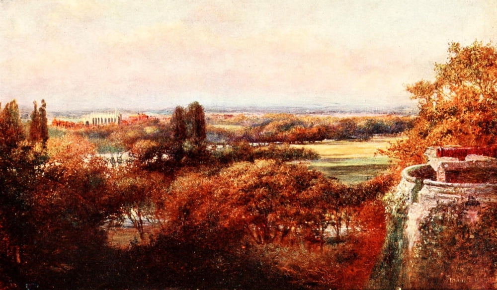 Poets Country 1907 Thames & Eton from Windsor Canvas Art - Francis S Walker (18 x 24)