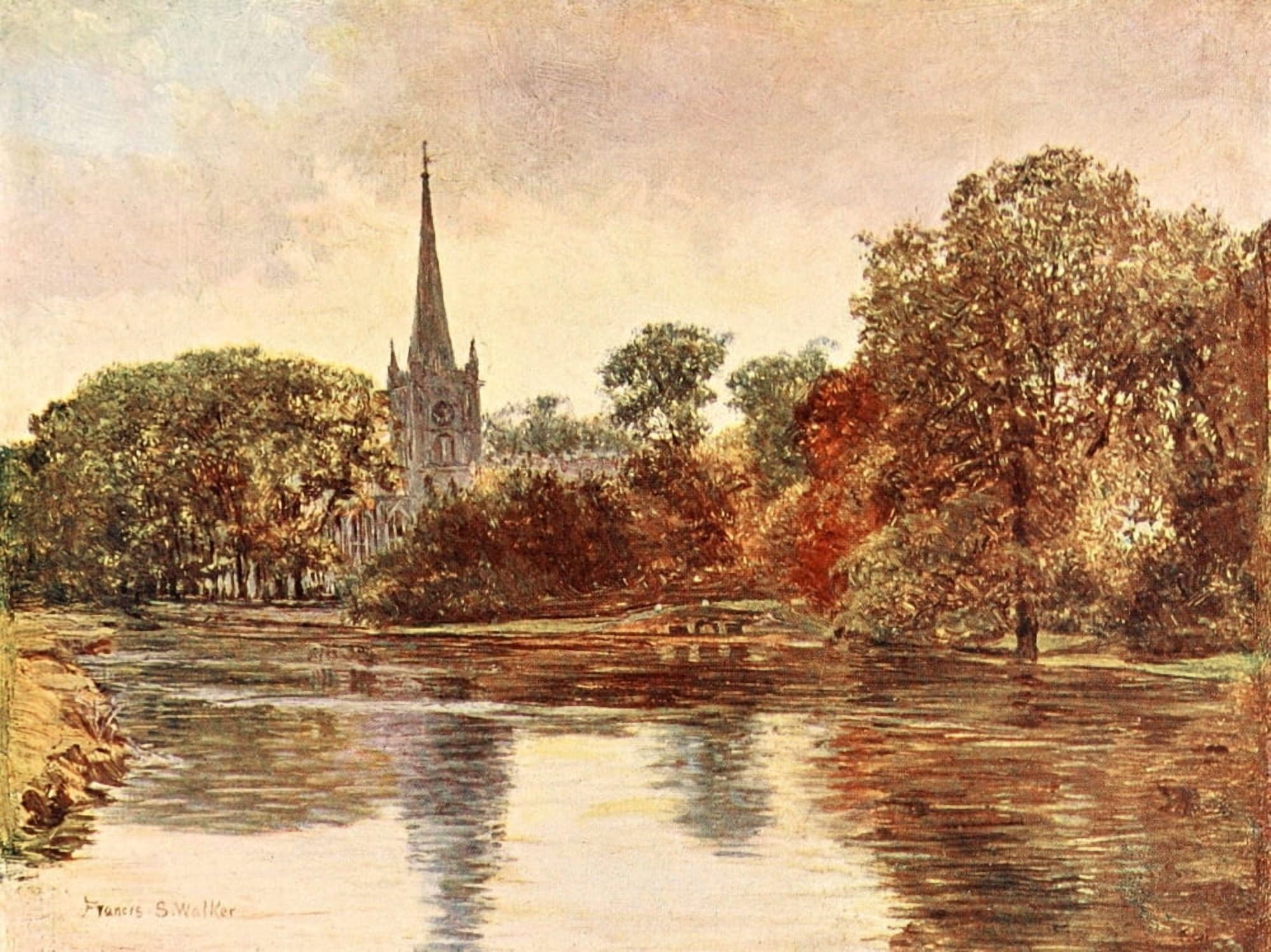 Poets Country 1907 Trinity Church Stratford-on-Avon Canvas Art - Francis S Walker (24 x 36)