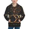 thumbnail image 1 of Pofeuu 2025 Golden On New Year Print Kids Pullover Hoodies Warm Thick Hooded Sweatshirt with Packet for Boys Girls-Medium, 1 of 6
