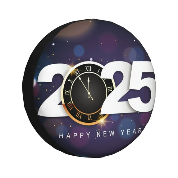 Pofeuu 2025 Happy New Year 4 Print Spare Tire Wheel Cover for Car Truck SUV Camper Universal Fit Spare Tire Cover RV Spare Tire Covers-17 inch