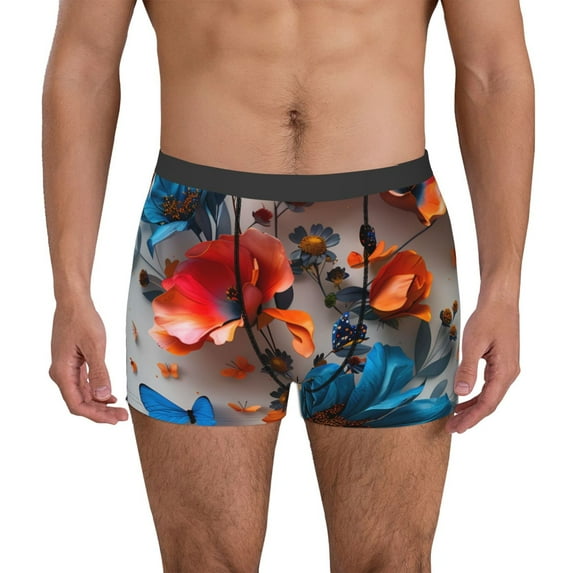 Pofeuu 3D Butterfly Print Men’s Boxer Briefs, Moisture-Wicking Underwear, Regular,Trunk-XX-Large