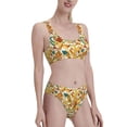 thumbnail image 1 of Pofeuu 70s Groovy Hippie Print Womens Bathing Suits Modest High Waisted Bikini Sets Cute Halter 2 Piece Swim Suit, 1 of 7