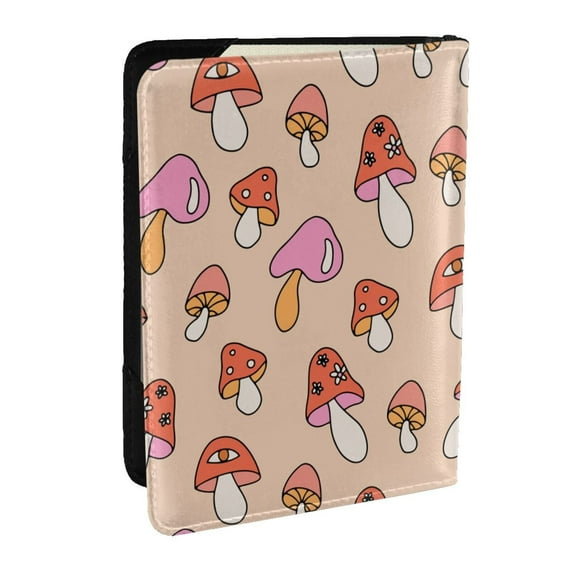 Pofeuu 70s Mushroom Print Travel Document Organizer Passport Holder Men Women for Family (6.5 in x 4.5 in),Wallet Holder Credit Card Clutch Bag Case