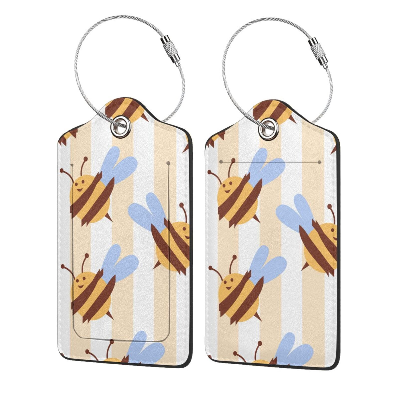 Pofeuu A Bee Print Luggage Tags, Privacy Cover ID Label with Stainless ...