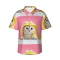 thumbnail image 1 of Pofeuu A Funny Cat Print Hawaiian Shirt for Men Sleeves Casual Button Down Summer Beach Dress Shirts T-Shirts,, 1 of 7