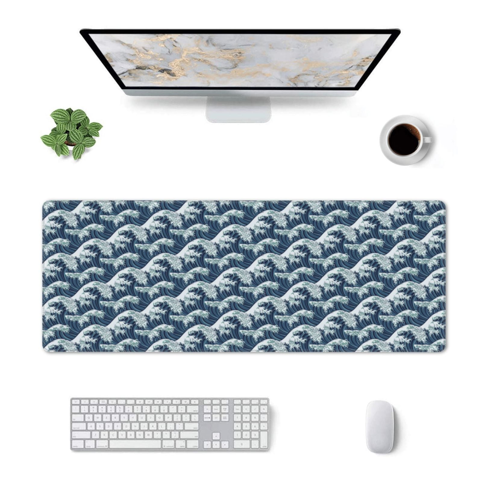 Pofeuu A Japanese Great Wave Print Desk Mat for Keyboard and Mouse ...