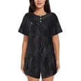 thumbnail image 1 of Pofeuu Abstract Black And White Waves Print Women's Pajama Set Short/Shorts Soft Button PJs Elastic Drawstring Waist Sleepwear-X-Large, 1 of 6