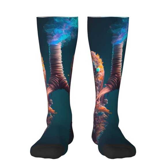 Pofeuu Abstract Botanical Heart Print Stockings, Adult Running Hiking Socks for Youth and Adult
