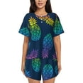 thumbnail image 1 of Pofeuu Abstract Bright Pineapple Fruit Retro Print Women's Pajama Set Short/Shorts Soft Button PJs Elastic Drawstring Waist Sleepwear-4X-Large, 1 of 6