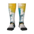 thumbnail image 1 of Pofeuu Abstract Brushstrokes Green Blue Print Stockings, Adult Running Hiking Socks for Youth and Adult, 1 of 6
