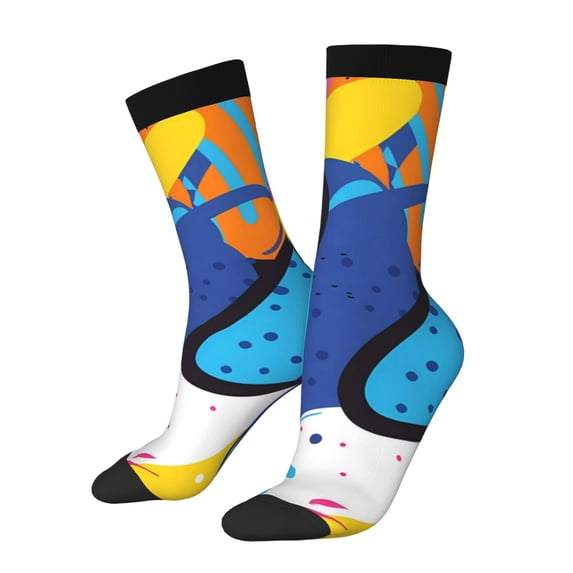 Pofeuu Abstract Color Splash Print Crew Socks, Adult Running Hiking Socks for Youth and Adult