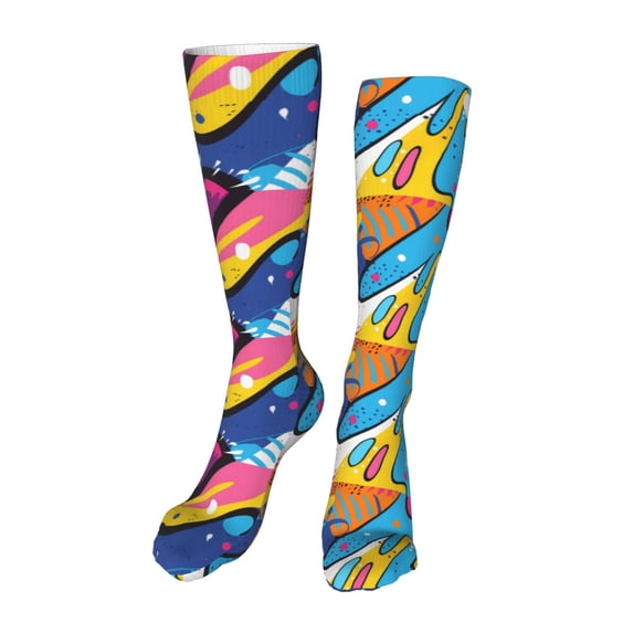 Pofeuu Abstract Color Splash Print Stockings, Adult Running Hiking Socks for Youth and Adult-One Size