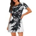thumbnail image 1 of Pofeuu Abstract Eagle Ink Print Women's Loose Fit Short Sleeve Nightgown, Comfortable Sleep Dress for Women, Casual Lounge Sleepwear, Soft Cotton Sleep Dress, 1 of 6