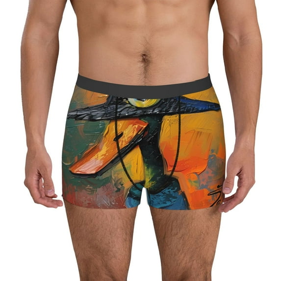 Pofeuu Abstract Funny Duck Print Men’s Boxer Briefs, Moisture-Wicking Underwear, Regular,Trunk-Medium