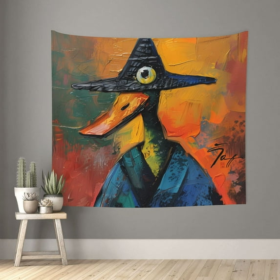 Pofeuu Abstract Funny Duck Print Wall Tapestry Decoration Wall Hanging Tapestry 60 x 51 Inch
