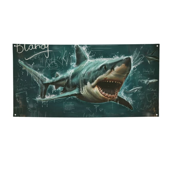 Pofeuu Abstract Geometric Shark Print Colorful Yard Festival Banner Sign Party Outdoor & Indoor Party Decoration Banne Festival Yard Sign-Small