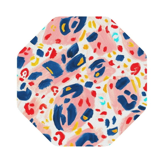 Pofeuu Abstract Leopard Print Print Leather Coasters Set of 6, Round Cups Mugs Mat Pad for Home Kitchen Heat Resistant Drink Coasters,Octagon