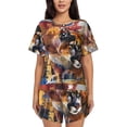 thumbnail image 1 of Pofeuu Abstract Lion Painting Print Women's Pajama Set Short/Shorts Soft Button PJs Elastic Drawstring Waist Sleepwear-XX-Large, 1 of 6