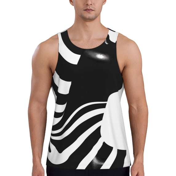 Pofeuu Abstract Monochrome Profile Print Men's Workout Tank Tops Sleeveless Muscle Gym Shirt Quick Dry-4X-Large
