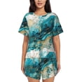 thumbnail image 1 of Pofeuu Abstract Ocean Currents Print Women's Pajama Set Short/Shorts Soft Button PJs Elastic Drawstring Waist Sleepwear-3X-Large, 1 of 6