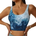 thumbnail image 1 of Pofeuu Abstract Ocean Waves Print Sports Bra for Women Sexy Vest Yoga Running Gym Fitness Crop Bras Tops-Medium, 1 of 8