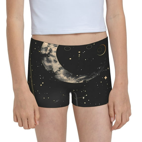 Pofeuu Abstract Starry Sky Moon Print Soft Cotton Girls Boyshort panties Toddler Underwear-Medium