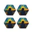 thumbnail image 1 of Pofeuu Abstract Starry Sky Print Coasters for Drinks, 4Pack PU Leather Coasters, Bar Drink Coasters for Tabletop Protection, Furniture from Damage-Hexagon, 1 of 6