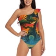 thumbnail image 1 of Pofeuu Abstract Tree Castle Print Women's One Piece Swimsuits One Shoulder Swimwear Asymmetric Ruffle Monokinis Bathing Suits-XX-Large, 1 of 6
